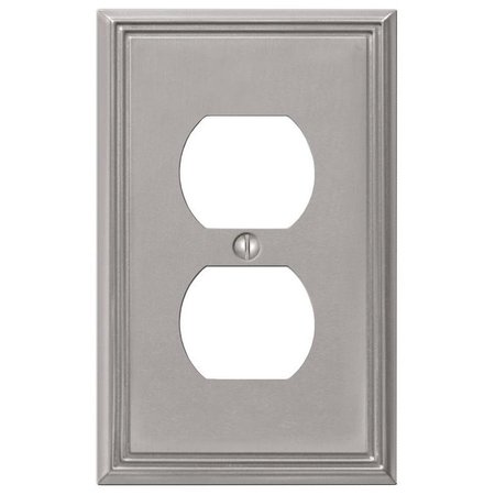 AMERTAC Metro Line Outlet Wallplate, 478 in L, 3 in W, 1 Gang, Metal, Brushed Nickel, Wall Mounting 77DBN